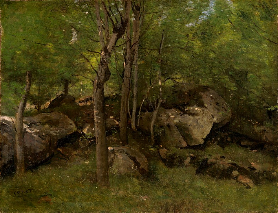 Jean-Baptiste-Camille Corot - Roches dans la forêt de Fontainebleau (1860-65)