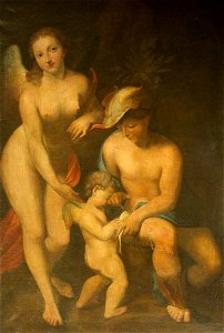 Correggio (c.1489-1534) (after) - Venus with Mercury and Cupid ('The School of Love') - 996503 - National Trust