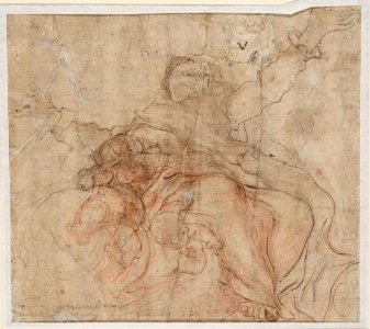Correggio - Mariä Himmelfahrt (flüchtige Studie der Maria mit Putti; recto), C 366, v
