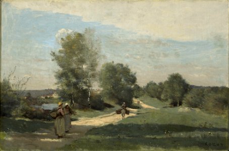 Jean-Baptiste-Camille Corot - Route de l'eau (1865-70). Free illustration for personal and commercial use.