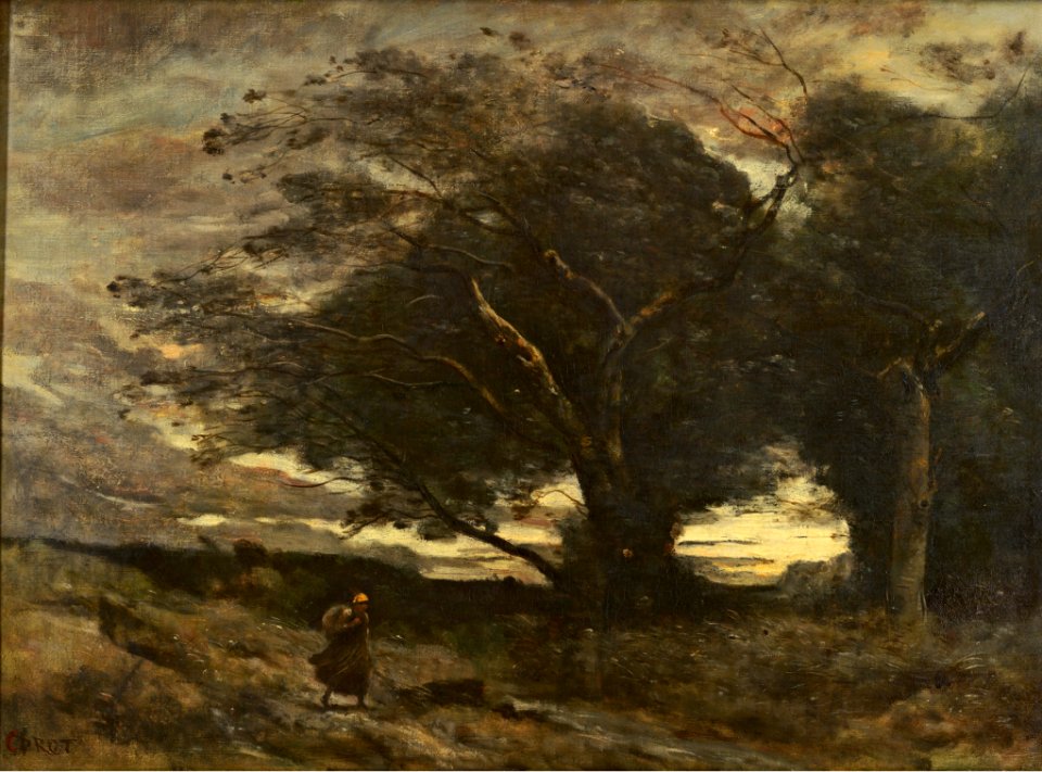 Jean-Baptiste Camille Corot - A Gust of Wind (1860s, Pushkin Museum)