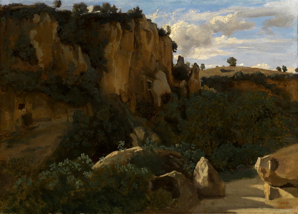 Jean-Baptiste Camille Corot - Civita Castellana. Rochers dominant la vallée boisée
