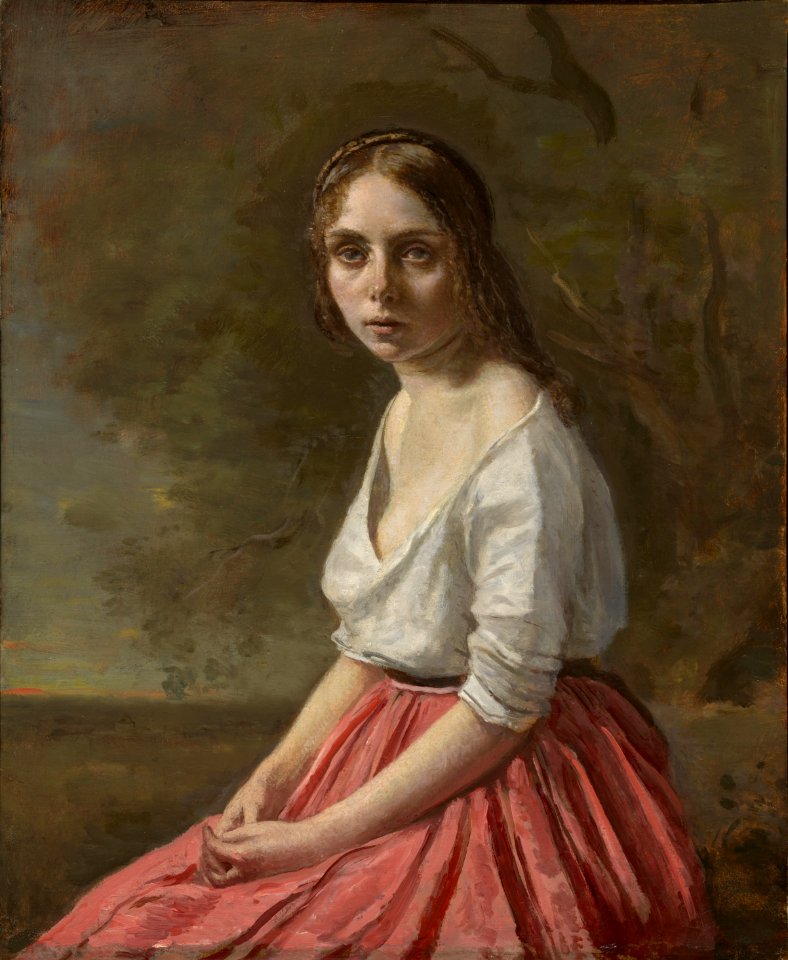 Jean-Baptiste-Camille Corot - 'Young Woman in a Pink Skirt', c. 1845–50