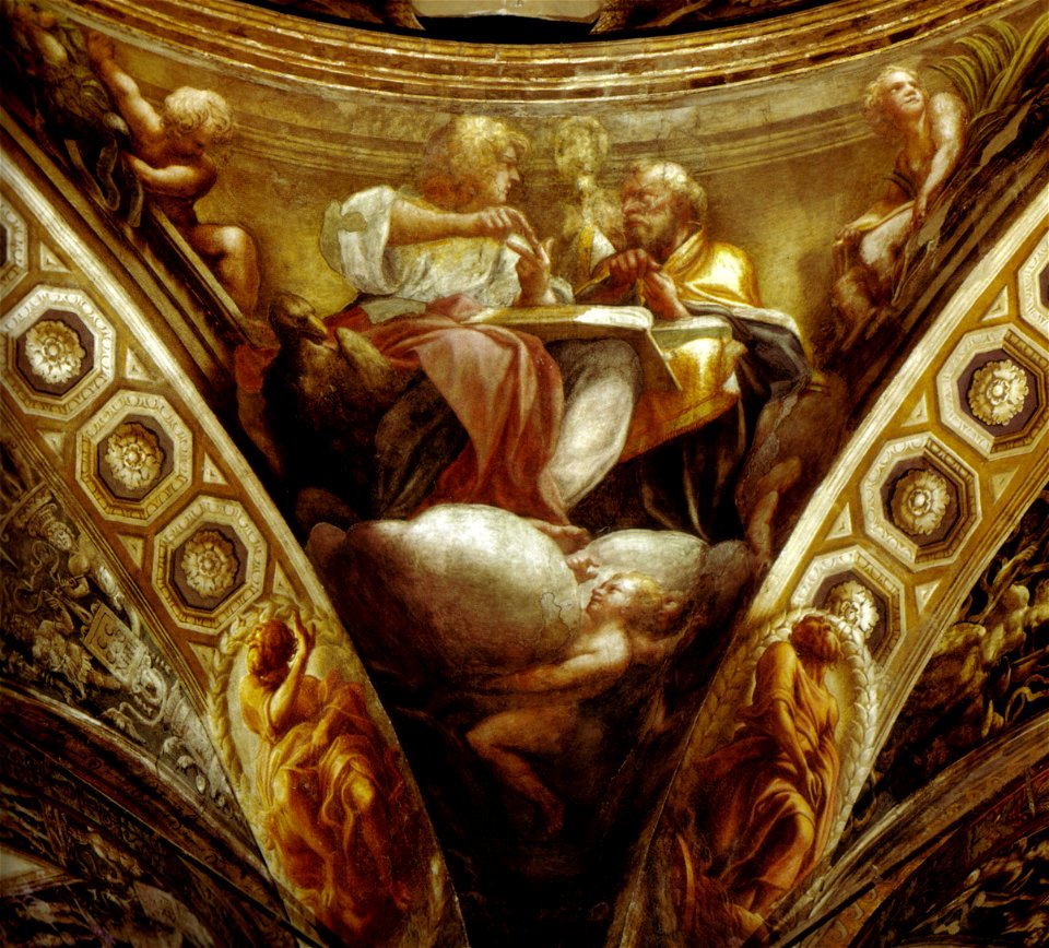 Correggio, cupola, santi marco e gregorio