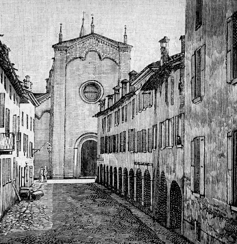 Correggio – Facciata di San Francesco (xilografia)