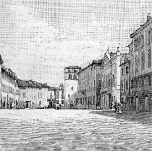 Correggio – Piazzale e Corso Cavour (xilografia)