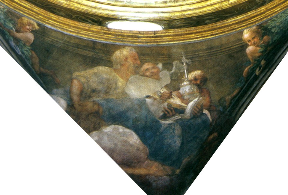 Correggio, cupola, santi giovanni e agostino