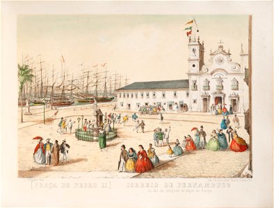 Correio de Pernambuco no dia da chegada do vapor de Europa (Praça de Pedro II), da Coleção Brasiliana Iconográfica