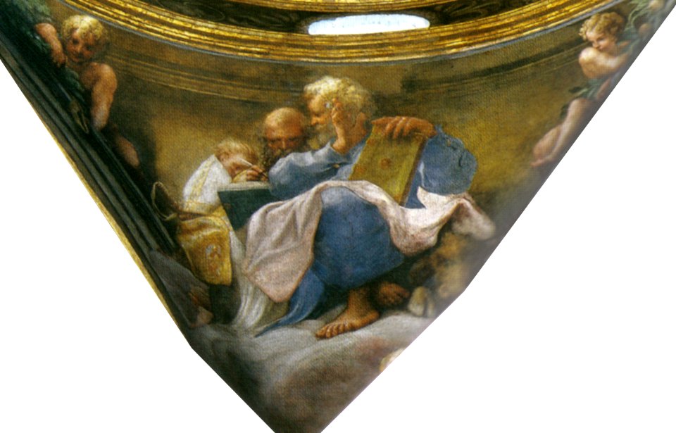 Correggio, cupola, santi matteo e girolamo