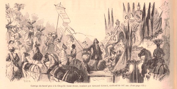 Cortège du boeuf gras à la Chapelle Saint-Denis 1858