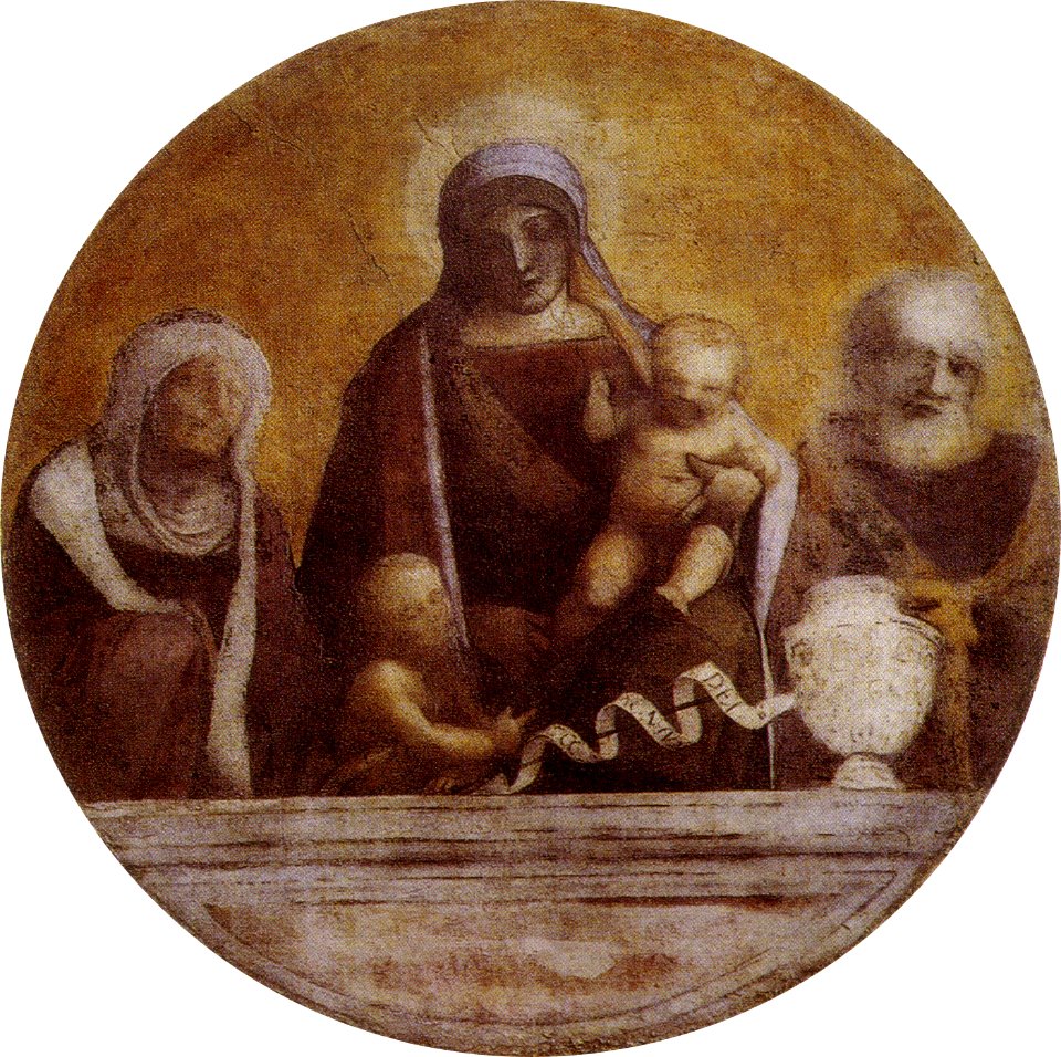 Correggio, sacra famiglia coi santi elisabetta e giovannino