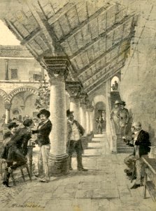 Cortile dell’osteria del villaggio medioevale