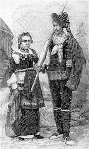 Cosenza – Contadina e pastore (xilografia)