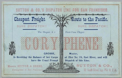 CORYPHENE Clipper ship sailing card HN002728aA. Free illustration for personal and commercial use.