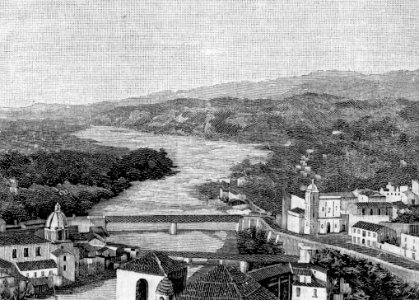 Cosenza – La valle del Crati vista dalle Cappuccinelle (xilografia)