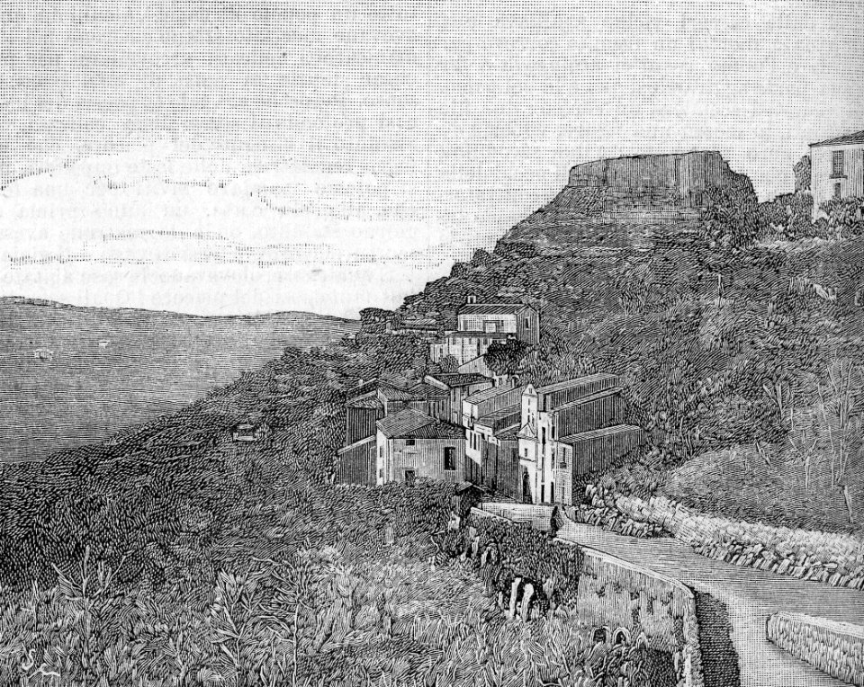 Cosenza – Il castello visto da Porta Piana (xilografia)
