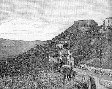 Cosenza – Il castello visto da Porta Piana (xilografia)