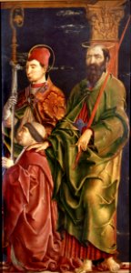 Cosmè tura, santi paolo e maurelio con bartolomeo roverella