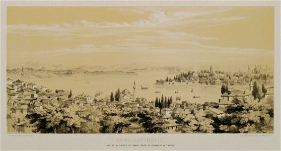 Costantinople Vue de la Pointe du Sérail prise du Consulat de France - Laborde Léon Emmanuel Simon Joseph - 1838