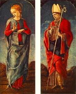 Cosmè Tura - Virgin Announced and St Maurelio (panels of a polyptych) - WGA23109