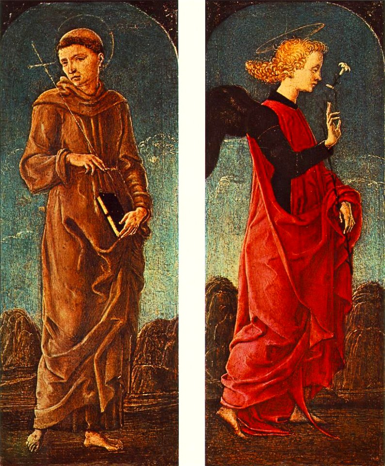 Cosmè Tura - St Francis of Assisi and Announcing Angel (panels of a polyptych) - WGA23108