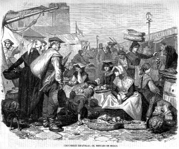 Costumbres españolas, el mercado de Bilbao, de Valeriano Domínguez Bécquer