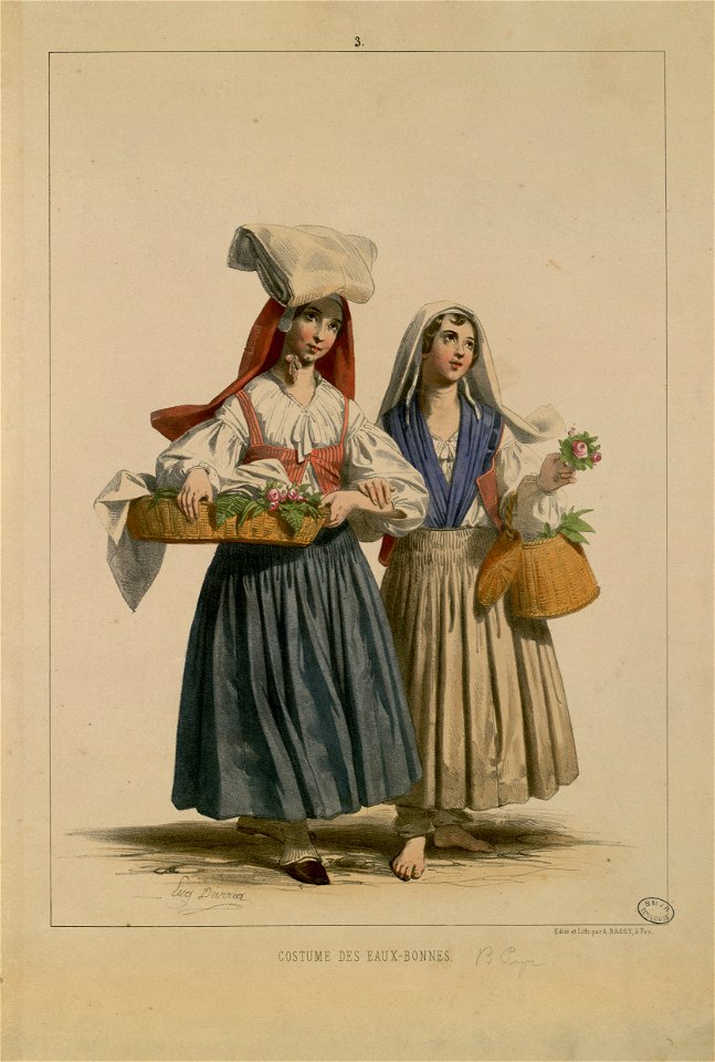 Costume des Eaux-Bonnes (Deux jeunes bouquetières) - Fonds Ancely - B315556101 A DEVERIA 006