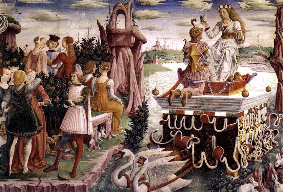 Cossa, Francesco del - Allegory of April- Triumph of Venus (detail) - 1476-84