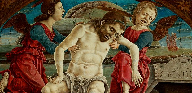 Cosmè Tura, , Kunsthistorisches Museum Wien, Gemäldegalerie - Leichnam Christi, von Engeln gehalten - GG 1867 - Kunsthistorisches Museum