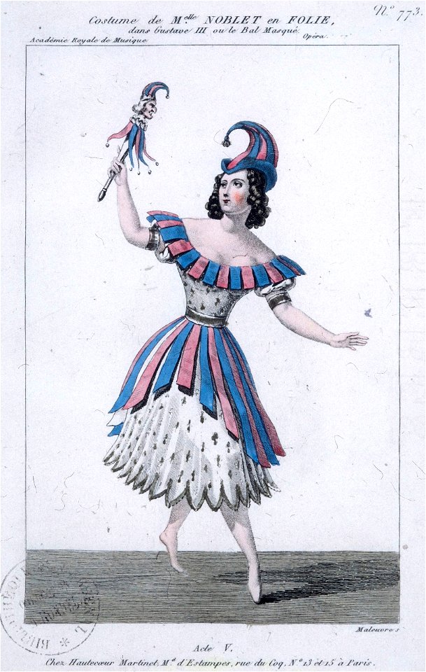 Costume of Mlle Noblet as Folie in Gustave III by Auber 1833 - Gallica