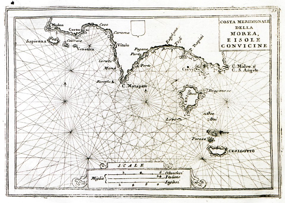 Costa Meridionale della Morea e Isole convicine - Coronelli Vincenzo Maria - 1708