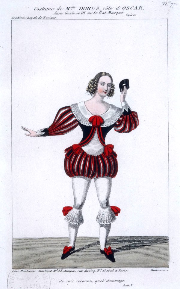 Costume of Mlle Dorus as Oscar (1) in Gustave III by Auber 1833 - Gallica