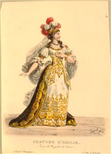 Costume d'Emilie, dans la Tragedie de Cinna (BM 1871,1209.2597)