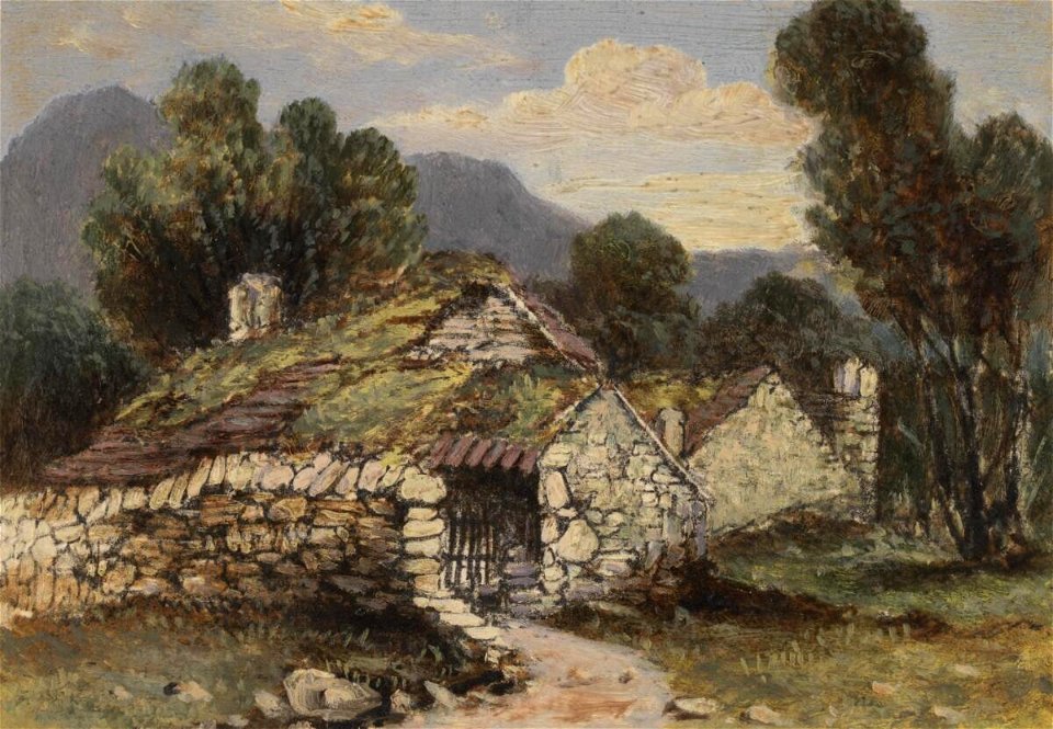 Cottages near the waterfall, Llanberis