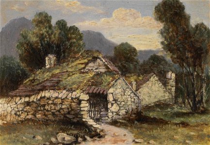Cottages near the waterfall, Llanberis