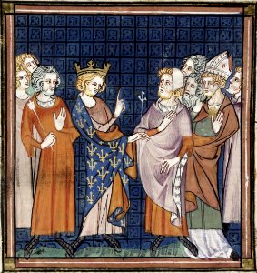 Council of Rheims, Grandes chroniques de France, Royal 16 G VI f.258, c. 1332-1350 (22093699984). Free illustration for personal and commercial use.