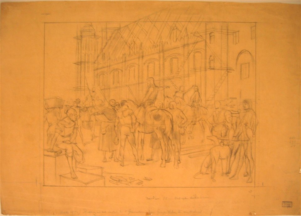 Count William II of Holland Visiting the Construction Site of the Ridderzaal in The Hague by Kunstwerkplaatsen Cuypers & Co. Cuypershuis 0673