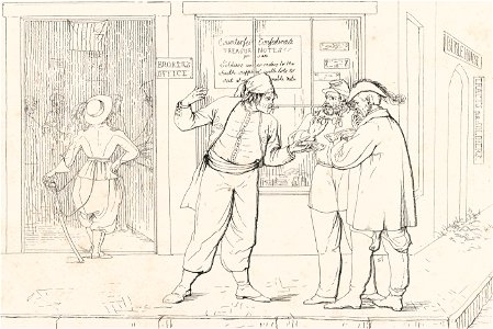 Counterfeit Confederate Notes Publicly Offered for Sale in the City of Brotherly Love by Adalbert John Volck, 1864, transfer lithograph on paper, from the National Portrait Gallery - NPG-NPG 79 95 DDCounterfeitConfederateNotedetail-0000