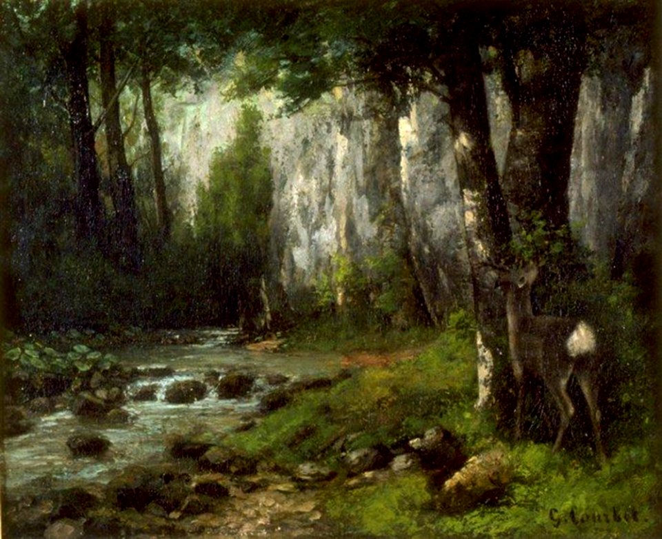 Courbet - Deer in the Woods, circa 1839-1877