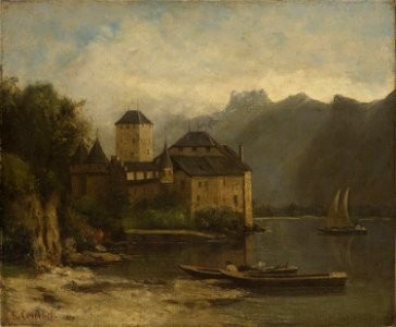 Courbet - Château Chillon, c. 1874. Free illustration for personal and commercial use.