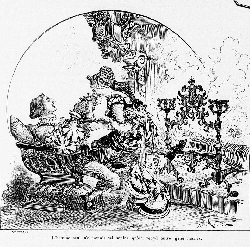 Couple heureux - Tiers Livre de Rabelais illustré par Albert Robida, chap. IX