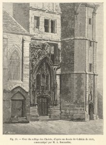 Cour du collège des Cholets, d'après un dessin de Goblain de 1818, communiqué par M.A. Bonnardot