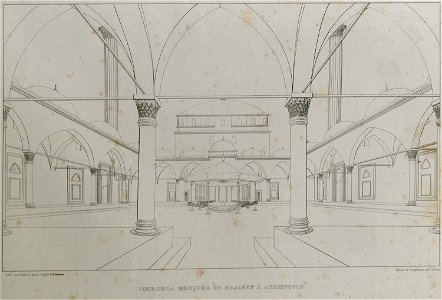 Cour de la mosquée de Bajazet à Andrinople - Sayger C - 1834