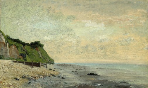 Gustave Courbet - Falaise au bord de la mer (1865). Free illustration for personal and commercial use.