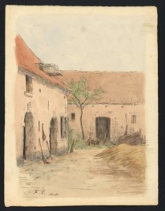 Cour de ferme à Uccle drawing by Jean-François Taelemans, R-2009-26362, Prints Department, Royal Library of Belgium