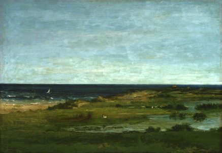 Courbet - Coast Scene, 1854, Cat. 947. Free illustration for personal and commercial use.
