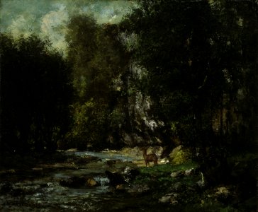 Gustave Courbet - The Brook of Les Puits-Noir (c. 1855). Free illustration for personal and commercial use.
