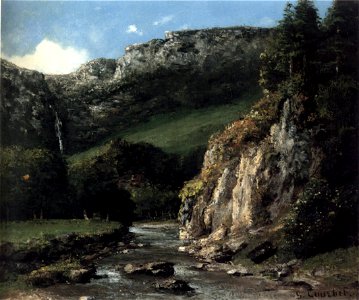 Courbet - Stream in the Jura Mountains (The Torrent), oil on canves, 1872-3. Free illustration for personal and commercial use.