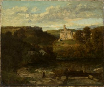 Courbet - Landscape at Ornans, c. 1868. Free illustration for personal and commercial use.