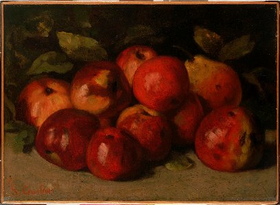 Courbet - Still Life with Apples and a Pear, 1871. Free illustration for personal and commercial use.